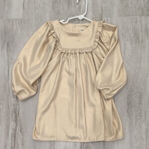 Tocoto Vintage Girls Gold Metallic Ruffle Dress